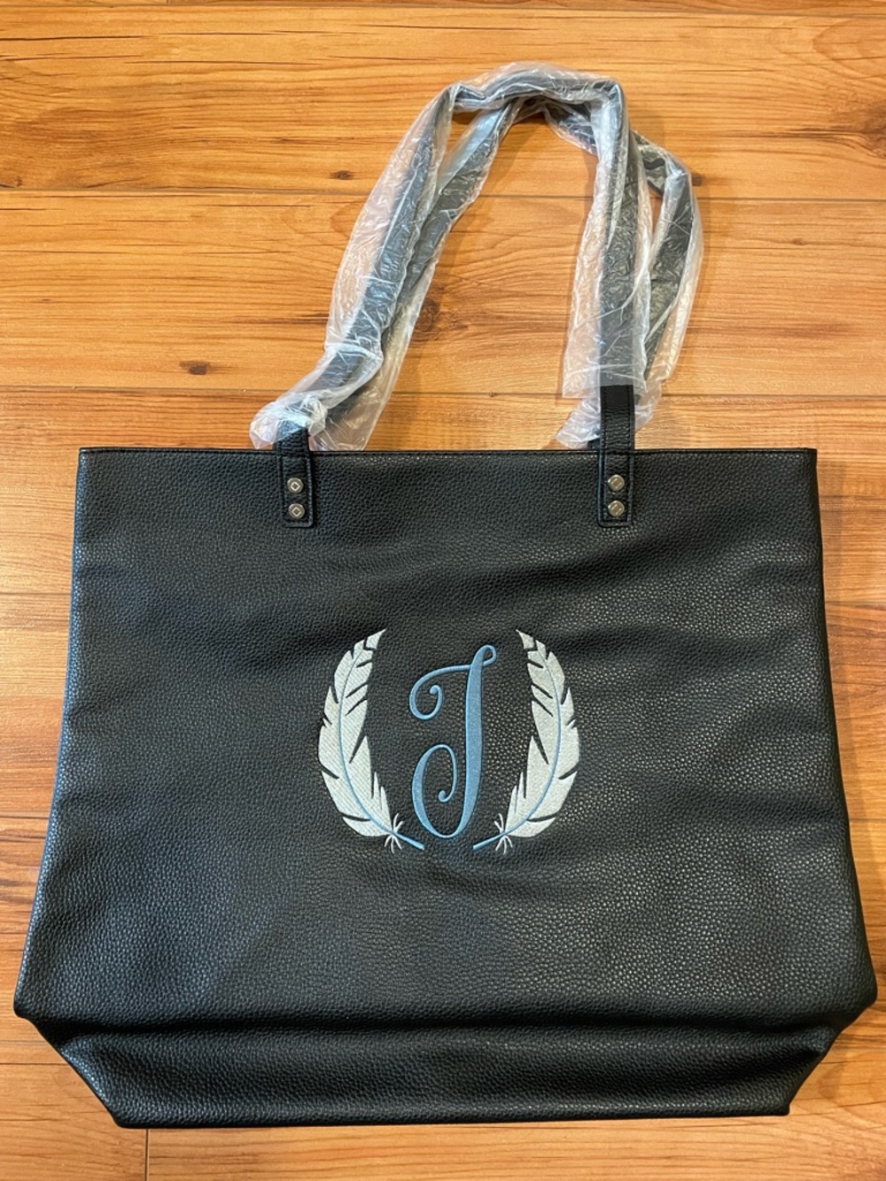 NEW Thirty-One Around Town Tote Bag Purse Black Monogram J